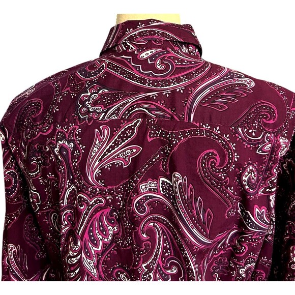 TALBOTS Womens Size 16 Button Down Blouse Paisley Long Sleeve Shirts Stretch - Picture 7 of 9